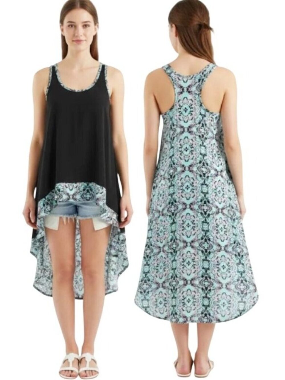 Asher By Fab Rik Women's High-Low Racerback Sleeveless Ivy Top Black Size XS